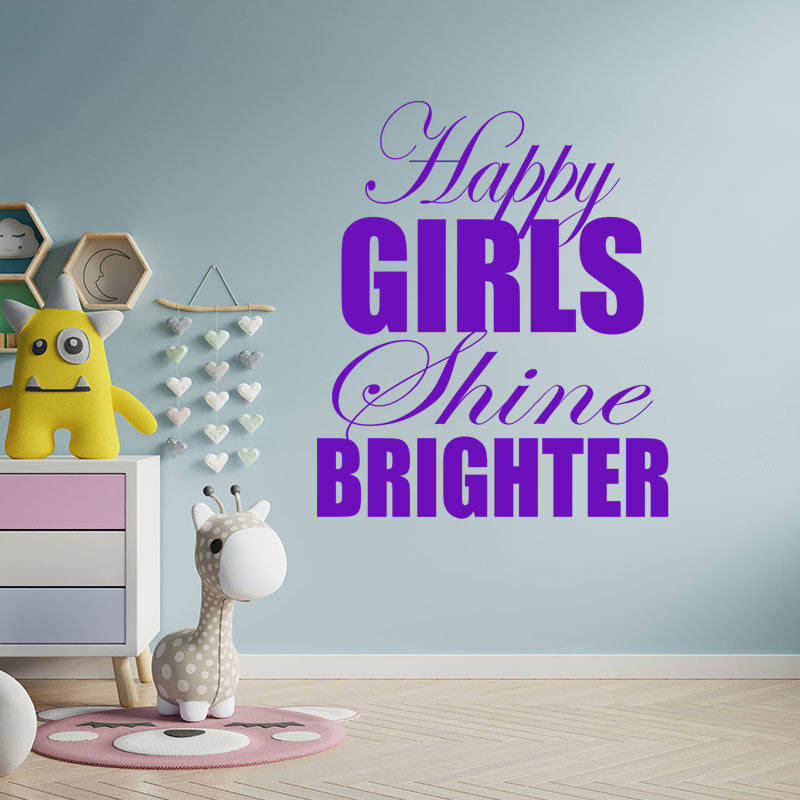 happy girls shine brighter wall sticker