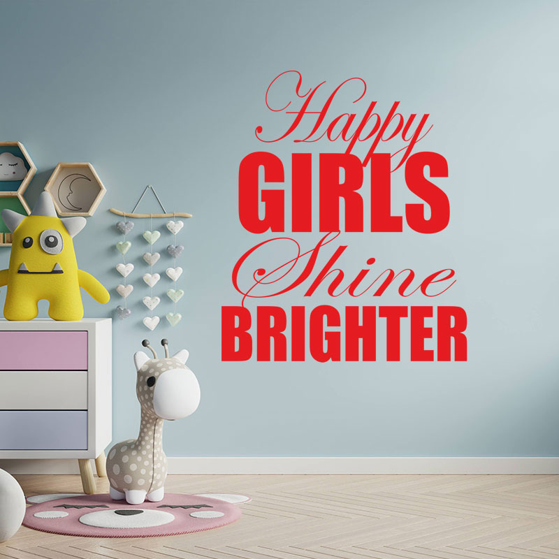 happy girls shine brighter wall sticker