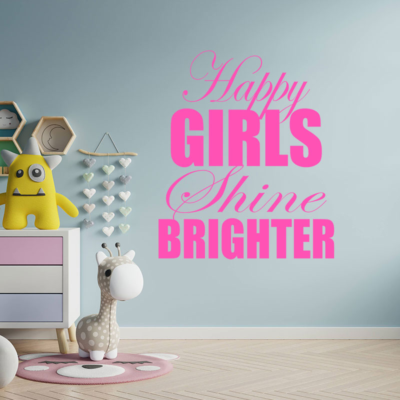 happy girls shine brighter wall sticker