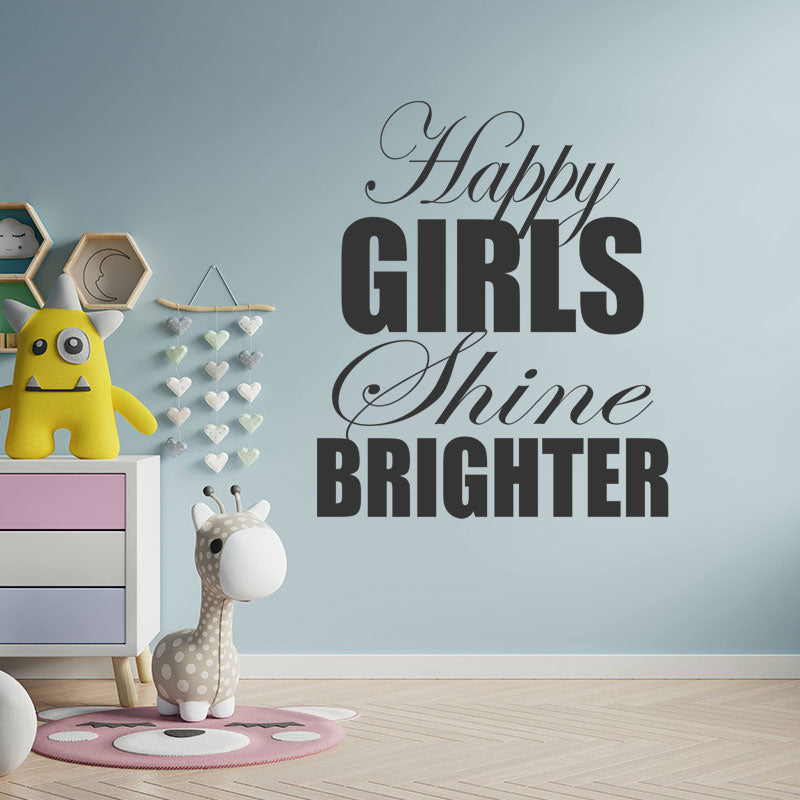 happy girls shine brighter wall sticker