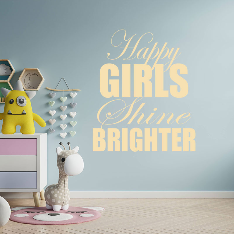 happy girls shine brighter wall sticker