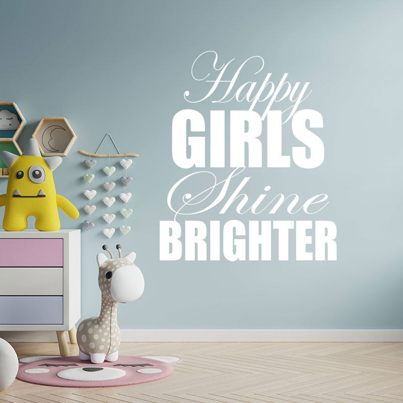 happy girls shine brighter wall sticker