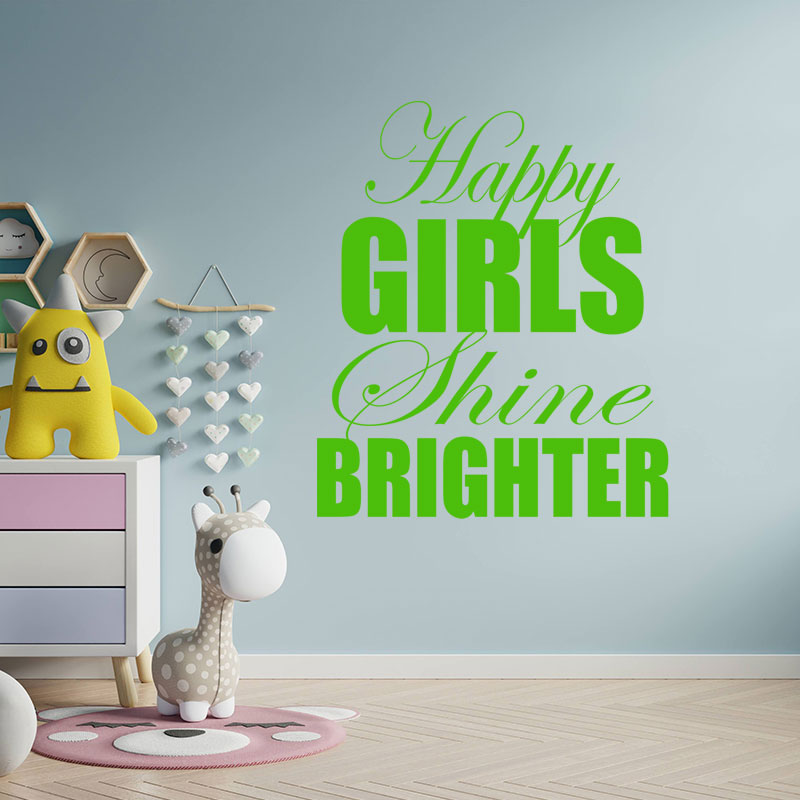 happy girls shine brighter wall sticker