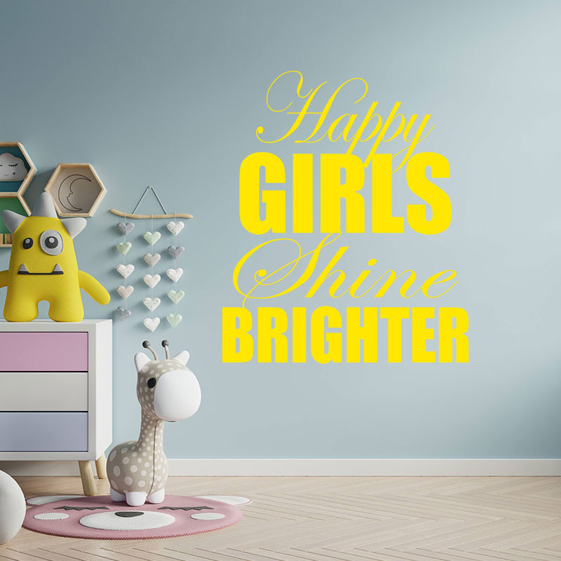 happy girls shine brighter wall sticker