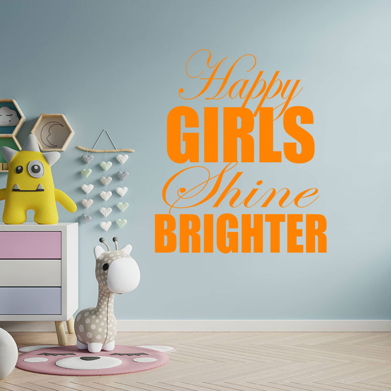 happy girls shine brighter wall sticker
