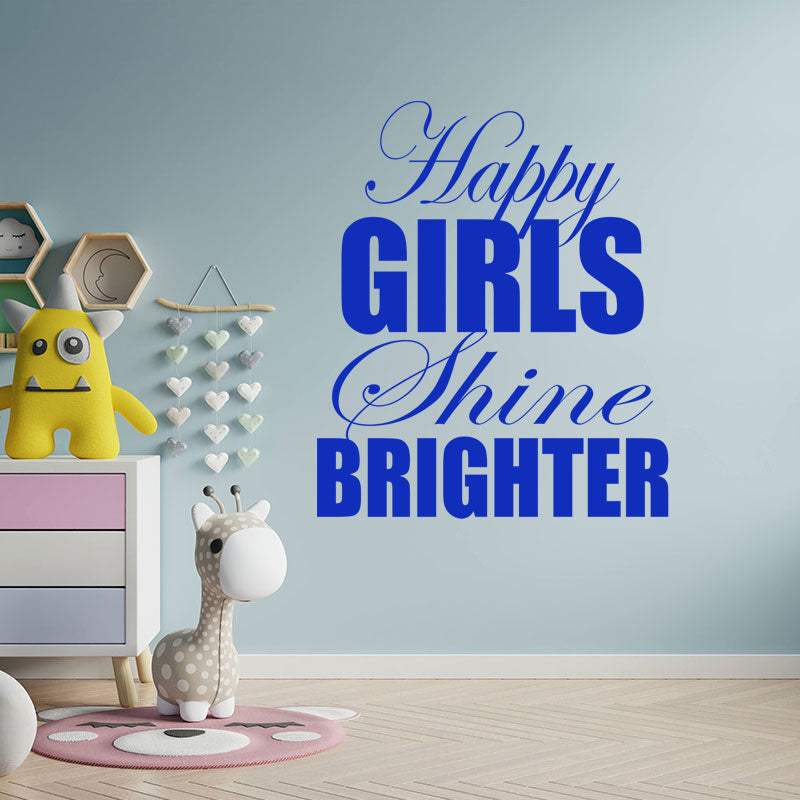 happy girls shine brighter wall sticker