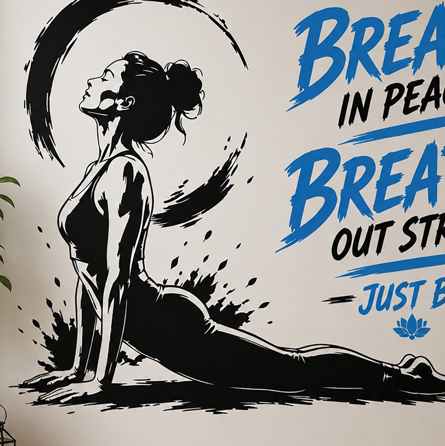 Breathe In Peace Breathe Out Stress Cobra Pose Yoga Wall Sticker