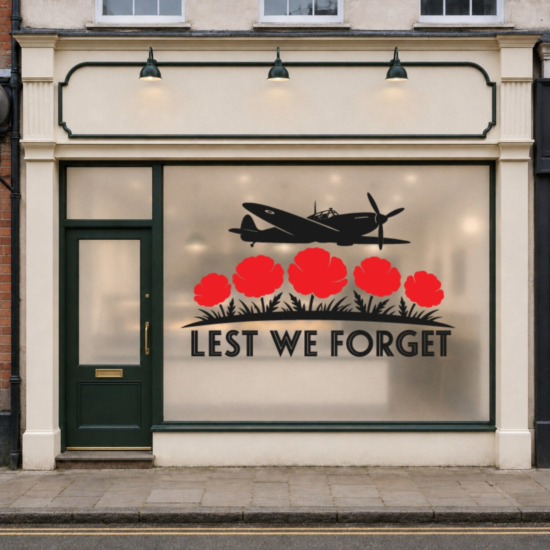 Lest We Forget Spitfire Wall Sticker – RAF Aircraft with Poppies
