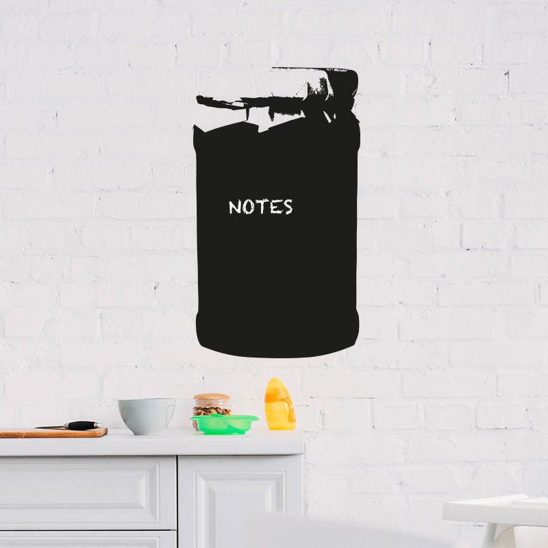 image of a jam jar chalkboard decal on a white brick wall