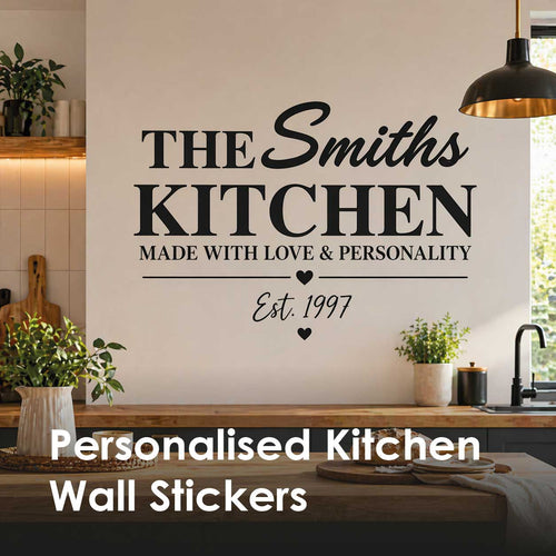 Personalised Kitchen Wall Stickers & Custom Kitchen Name Decals