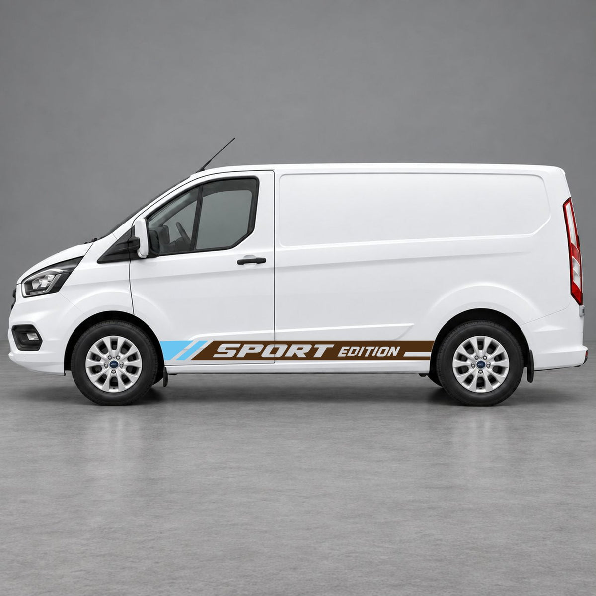 Ford Transit Custom Sport Edition Lower Side Graphics in Brown & Light Blue