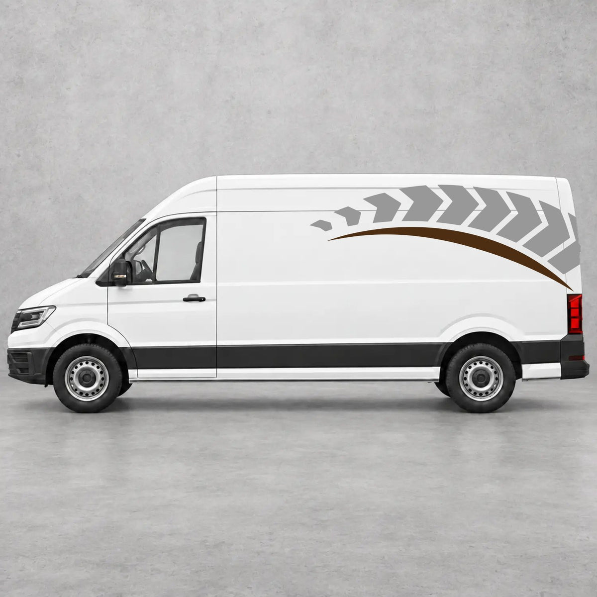 VW Crafter Chevron Track Side Graphics in Grey & Brown