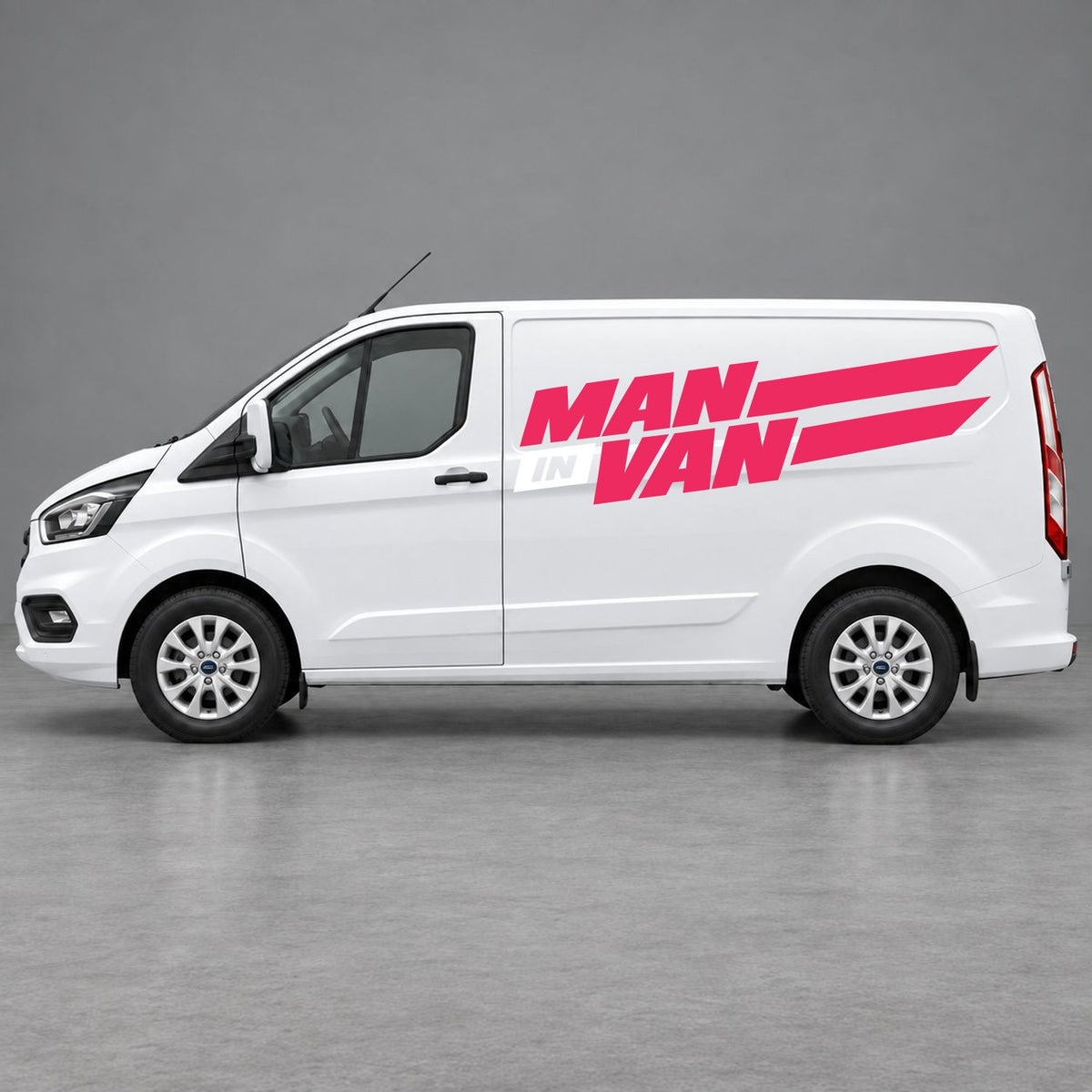 Ford Transit Custom Man in Van Side Stripes in Pink & White