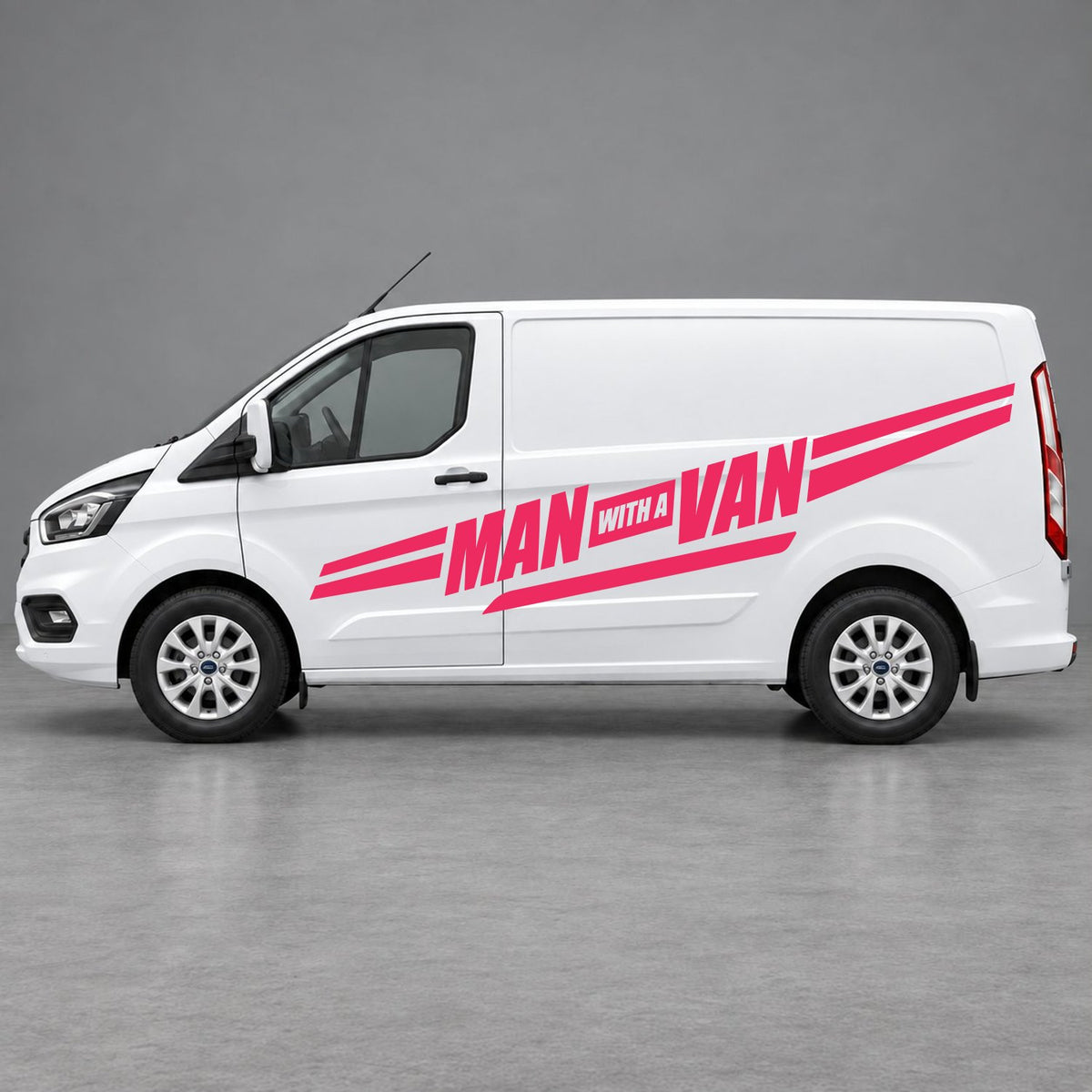 Ford Transit Custom Man with a Van Side Stripes in Pink & Pink