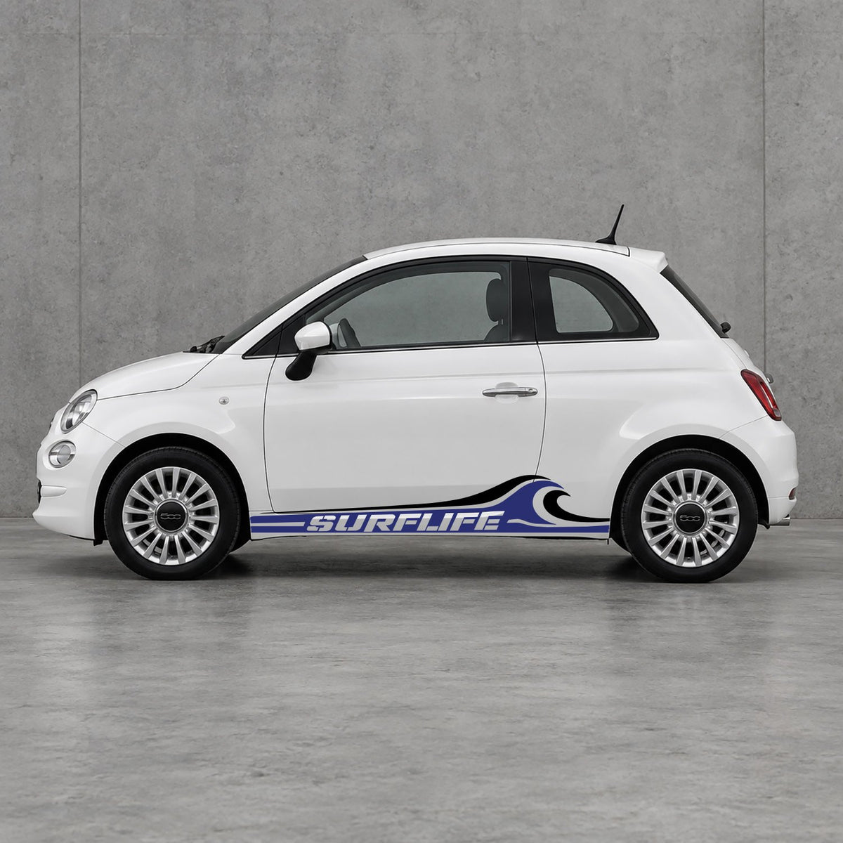 Fiat 500 Surf Life Side Stripes Kit - Pair Supplied in Navy Blue & Black