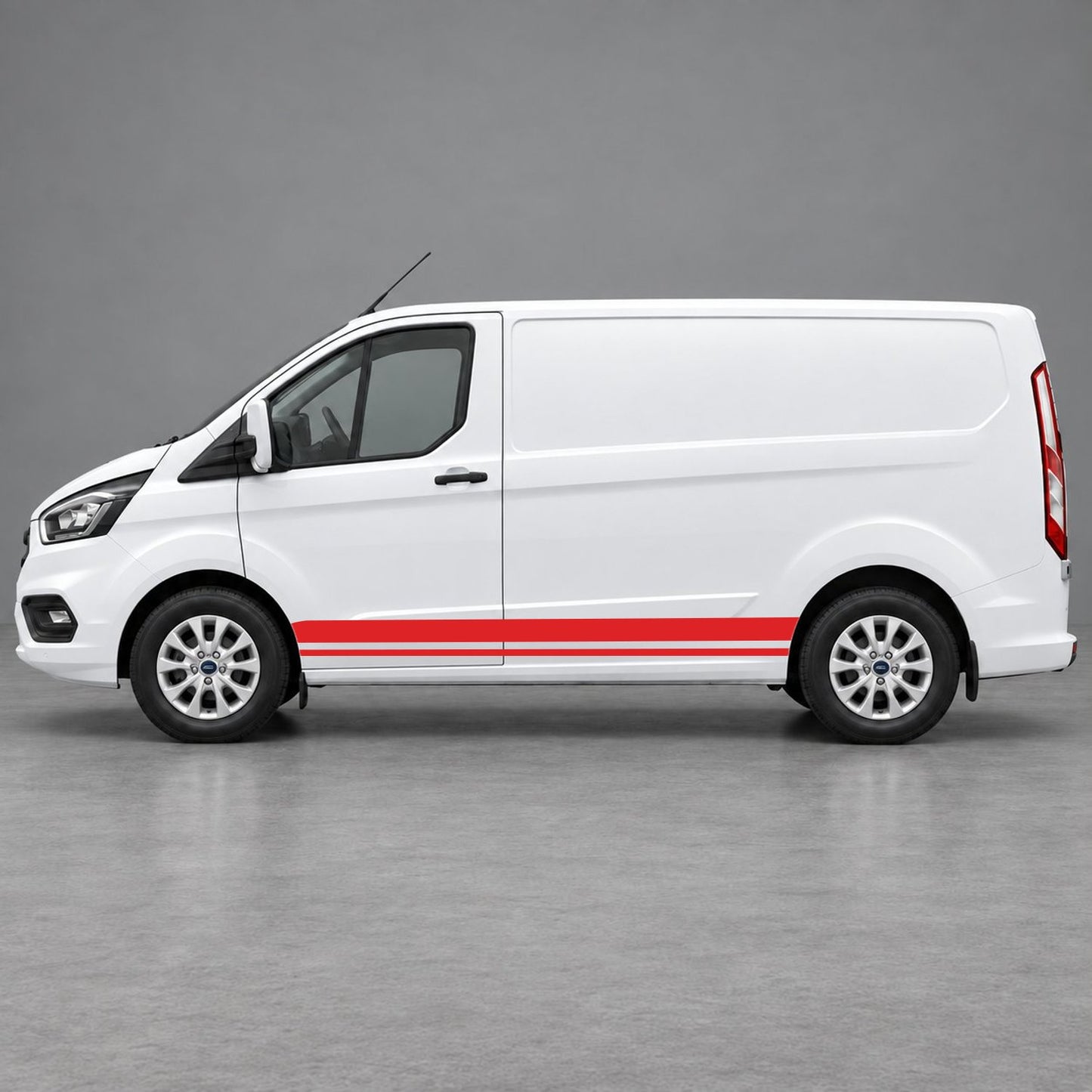 Ford Transit Custom Minimal Twin Lower Side Stripes in Red