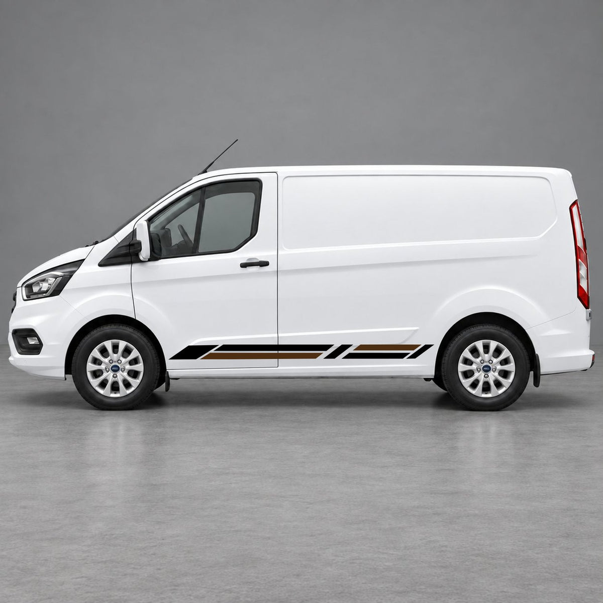 Ford Transit Custom Geometric Lower Side Stripes in Black & Brown