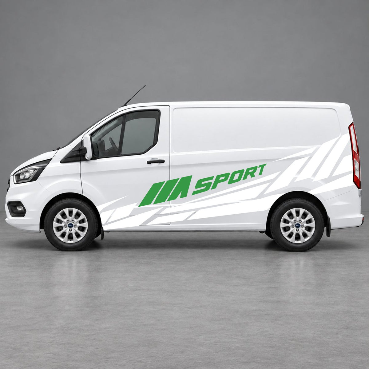 Ford Transit Custom M Sport Racing Side Graphics in White & Green