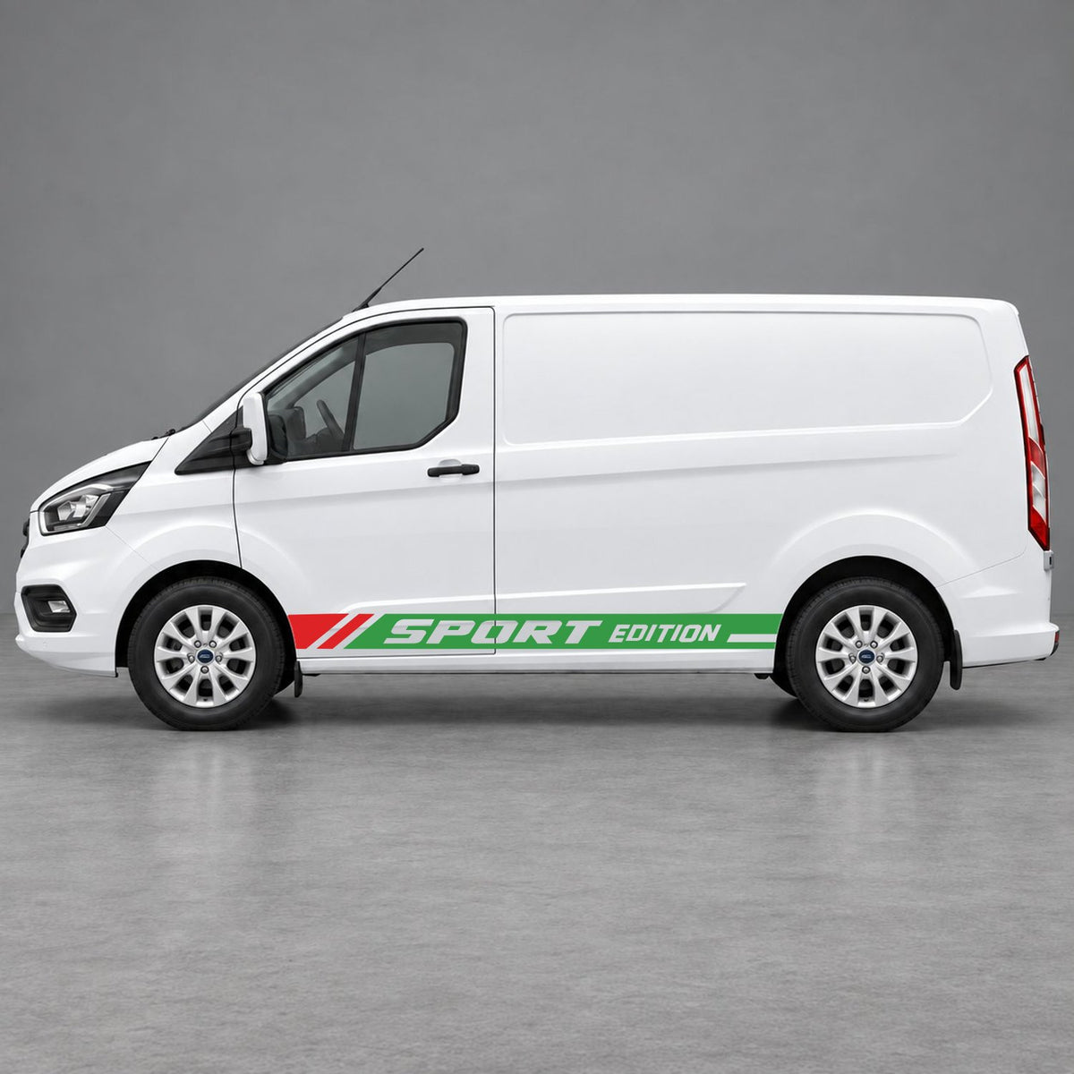 Ford Transit Custom Sport Edition Lower Side Graphics in Green & Red