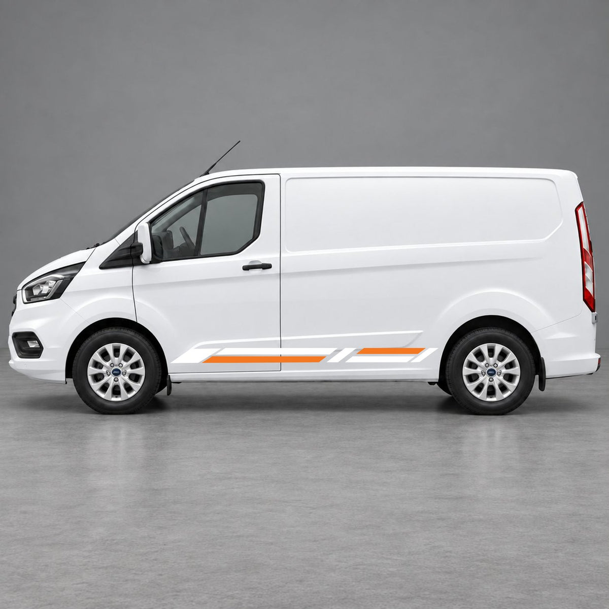 Ford Transit Custom Geometric Lower Side Stripes in White & Orange