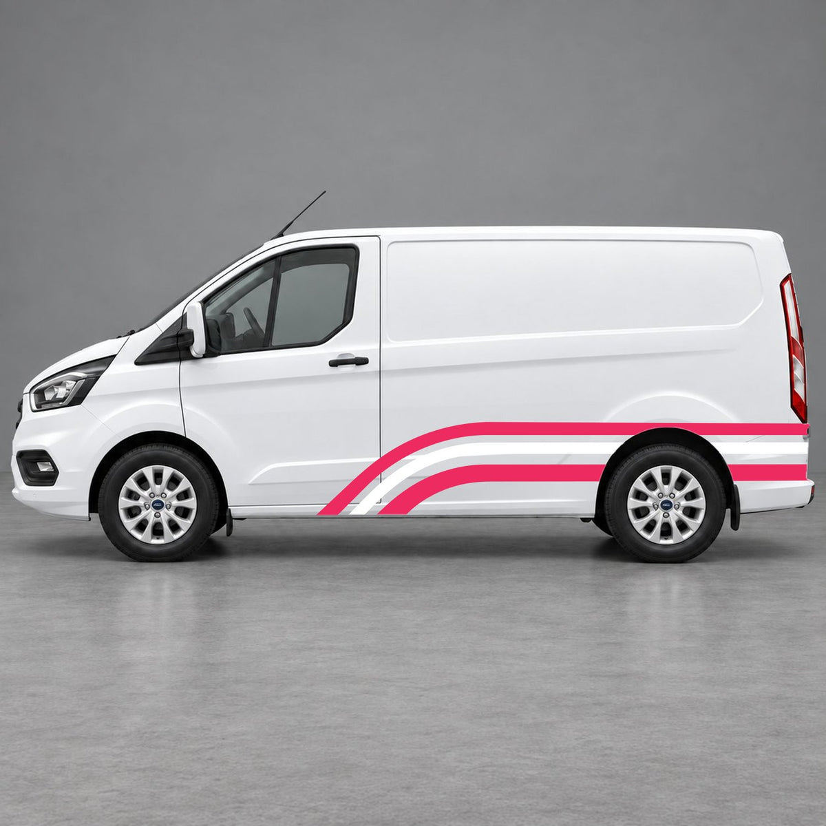 Ford Transit Custom Retro Triple-Arch Side Stripes in Pink & White