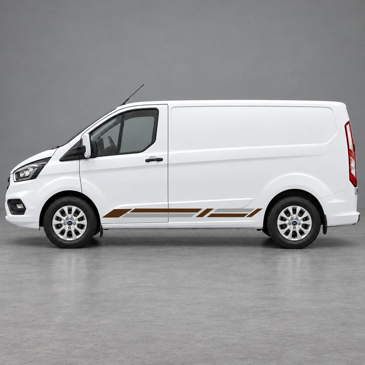 Ford Transit Custom Geometric Lower Side Stripes in Brown & Grey