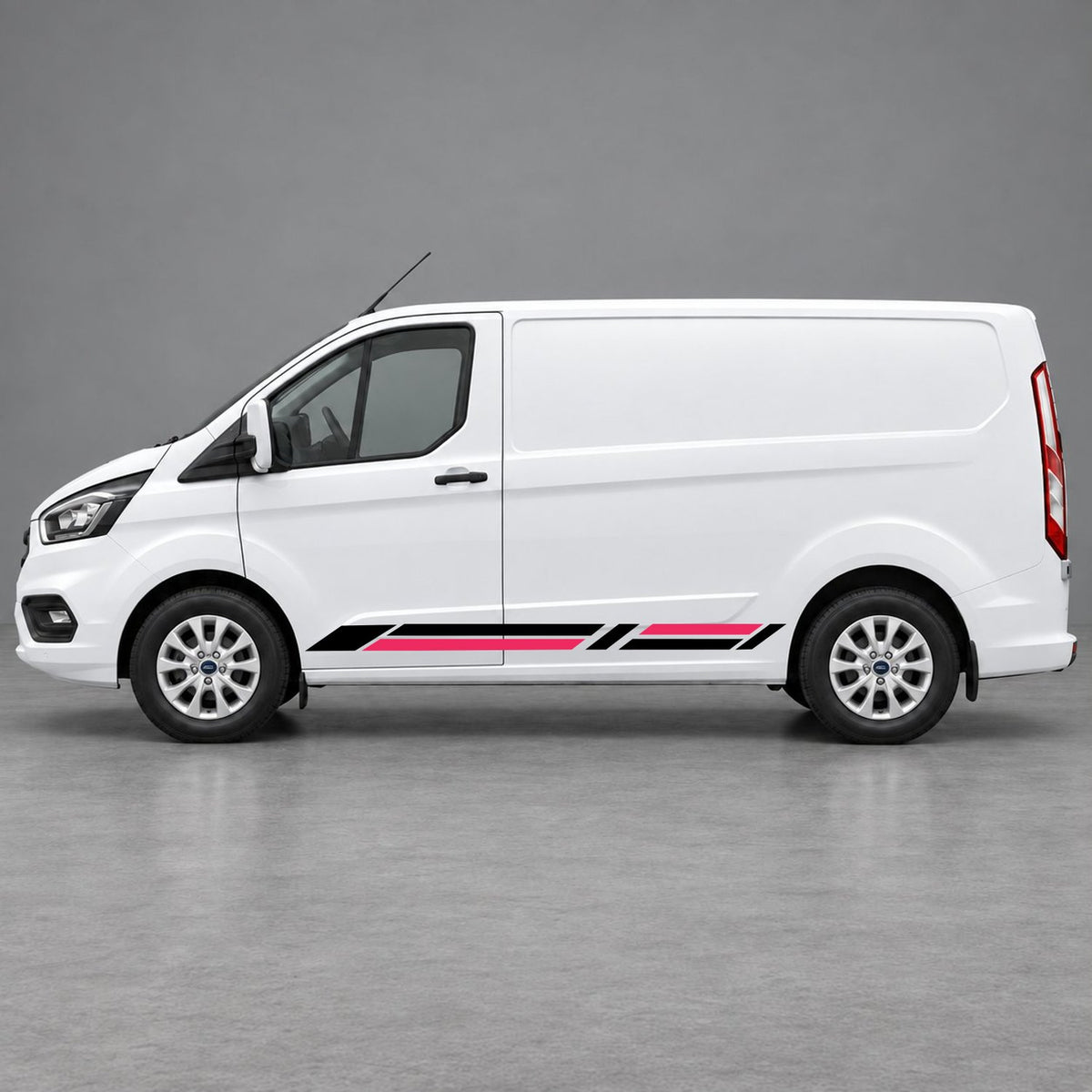 Ford Transit Custom Geometric Lower Side Stripes in Black & Pink