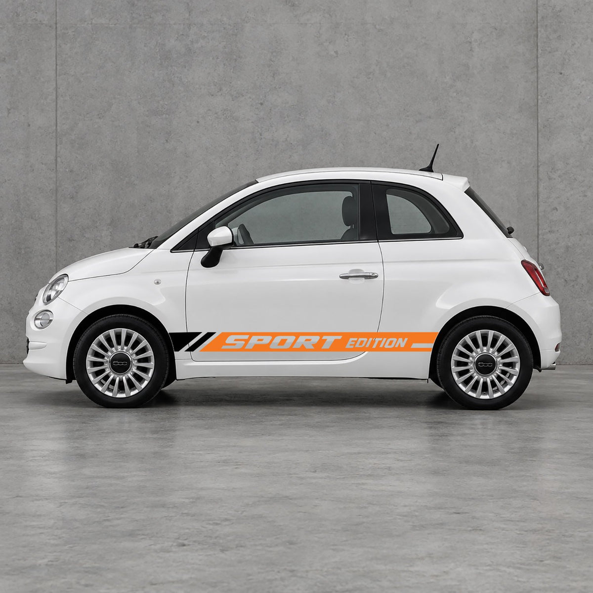 Fiat 500 Sport Edition Side Stripes Kit - Pair Supplied in Orange & Black