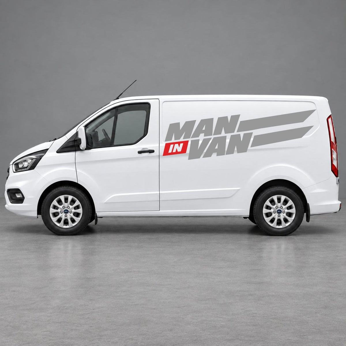 Ford Transit Custom Man in Van Side Stripes in Grey & Red