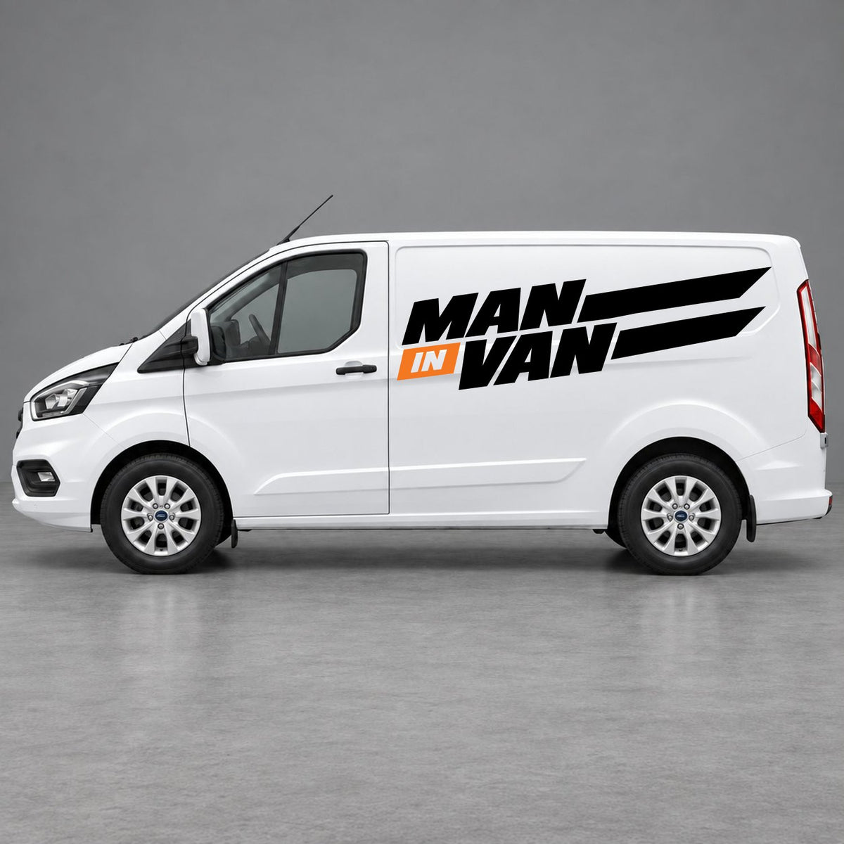 Ford Transit Custom Man in Van Side Stripes in Black & Orange
