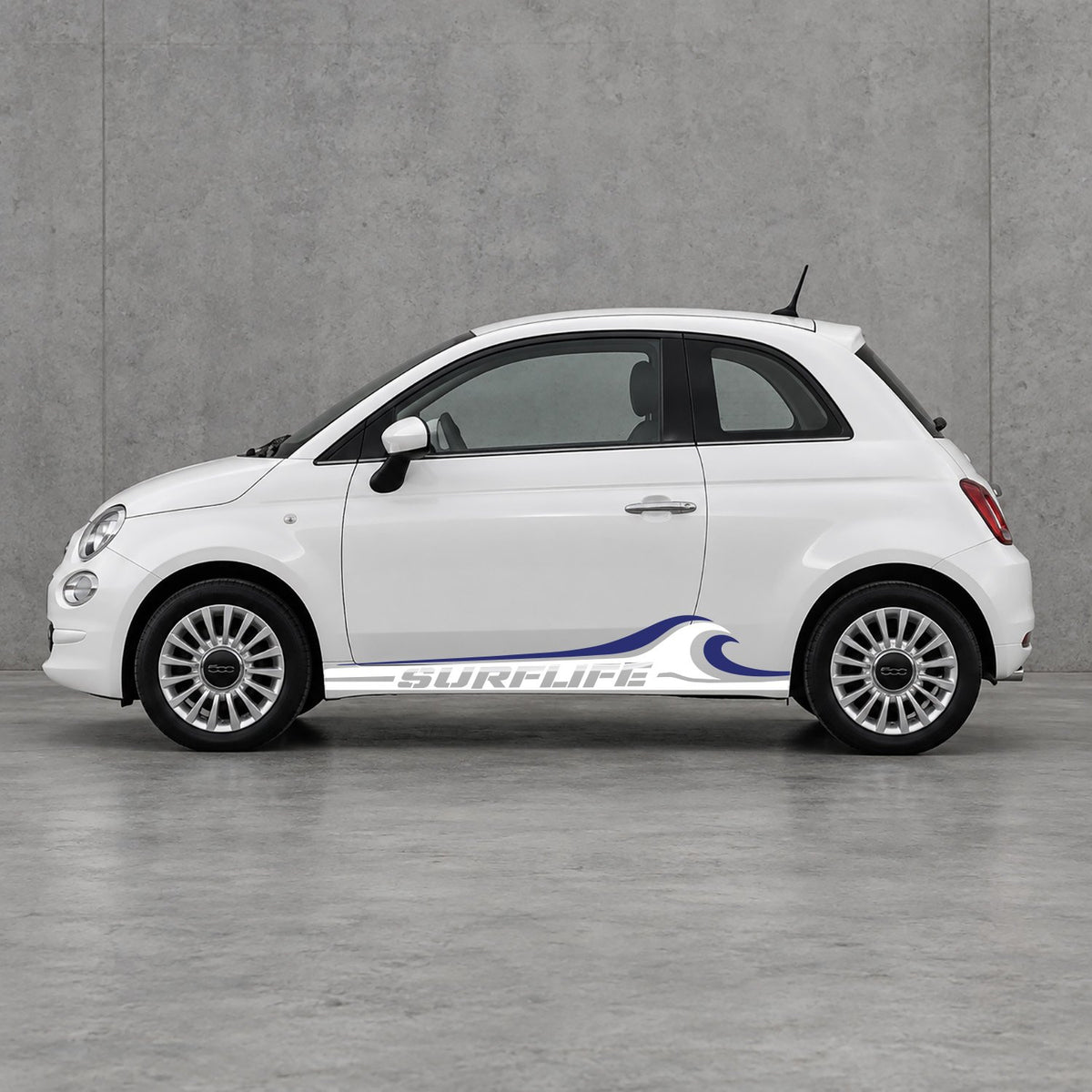 Fiat 500 Surf Life Side Stripes Kit - Pair Supplied in White & Navy Blue