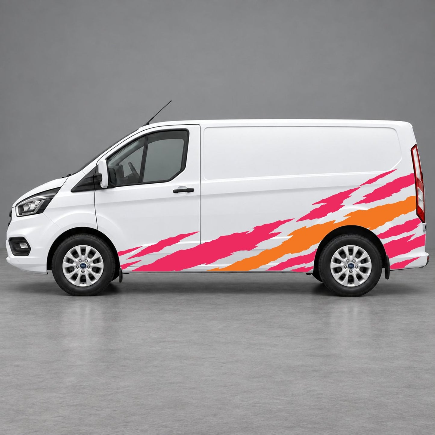 Ford Transit Custom Claw Scratch Side Graphics in Pink & Orange