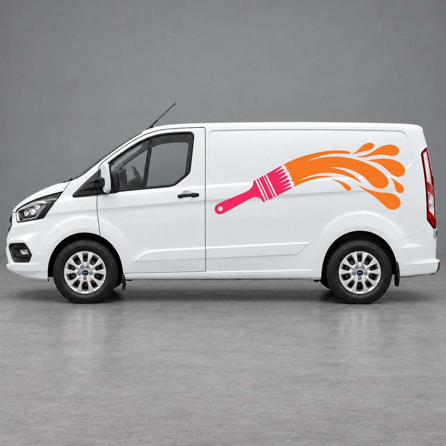 Ford Transit Custom Paintbrush Swoosh Side Graphics in Pink & Orange
