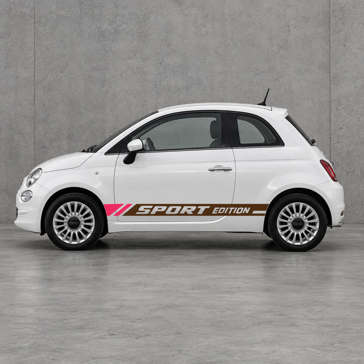 Fiat 500 Sport Edition Side Stripes Kit - Pair Supplied in Brown & Pink