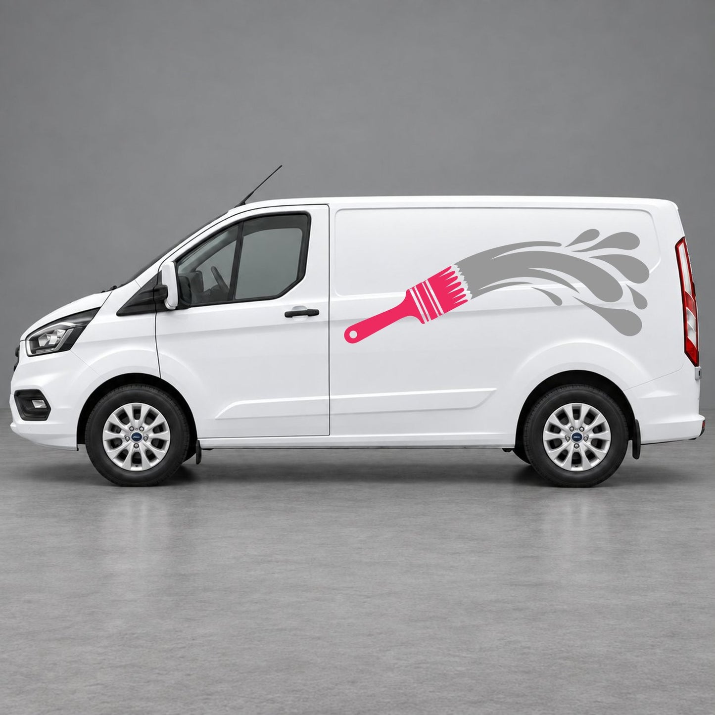 Ford Transit Custom Paintbrush Swoosh Side Graphics in Pink & Grey