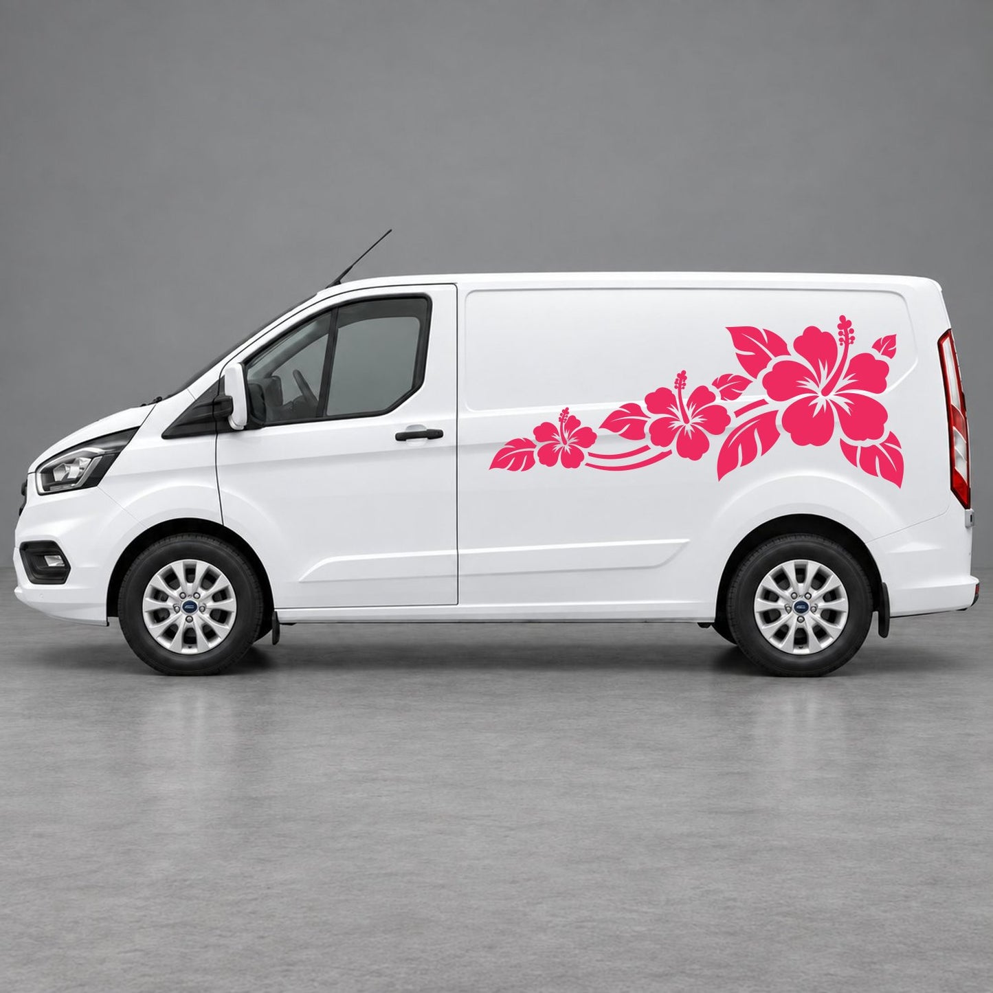 Ford Transit Custom Hibiscus Flower Trail Side Graphics in Pink & Pink