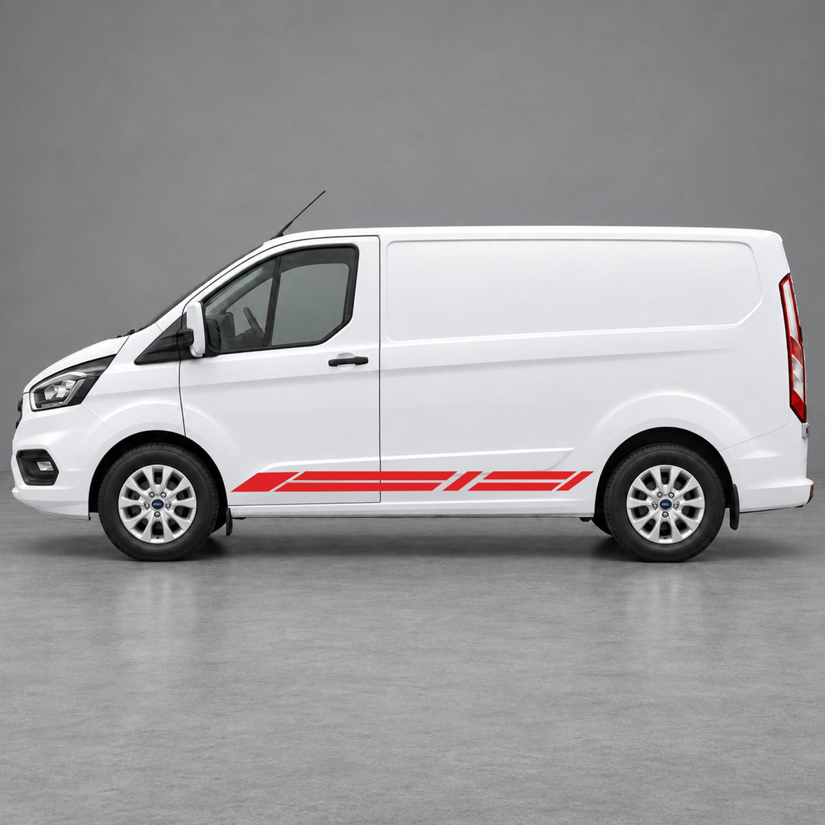 Ford Transit Custom Geometric Lower Side Stripes in Red & Red