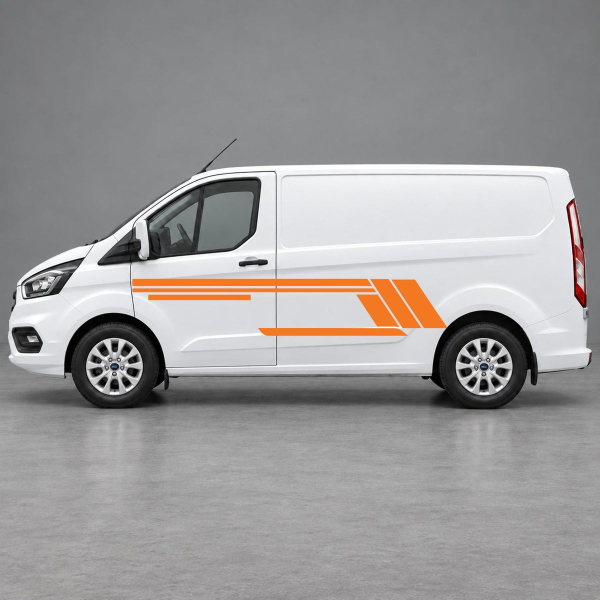 Ford Transit Custom Geometric Outline Side Stripes in Orange & Orange