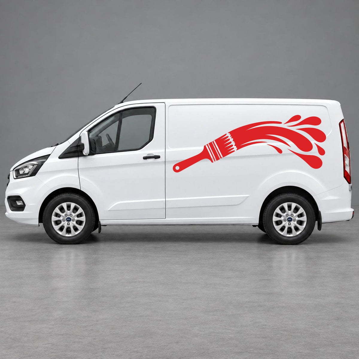 Ford Transit Custom Paintbrush Swoosh Side Graphics in Red & Red