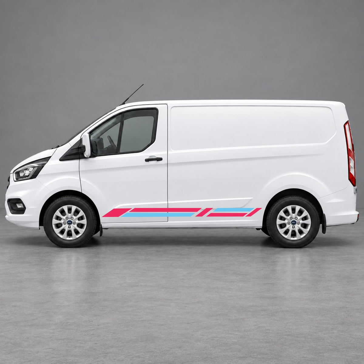 Ford Transit Custom Geometric Lower Side Stripes in Pink & Light Blue