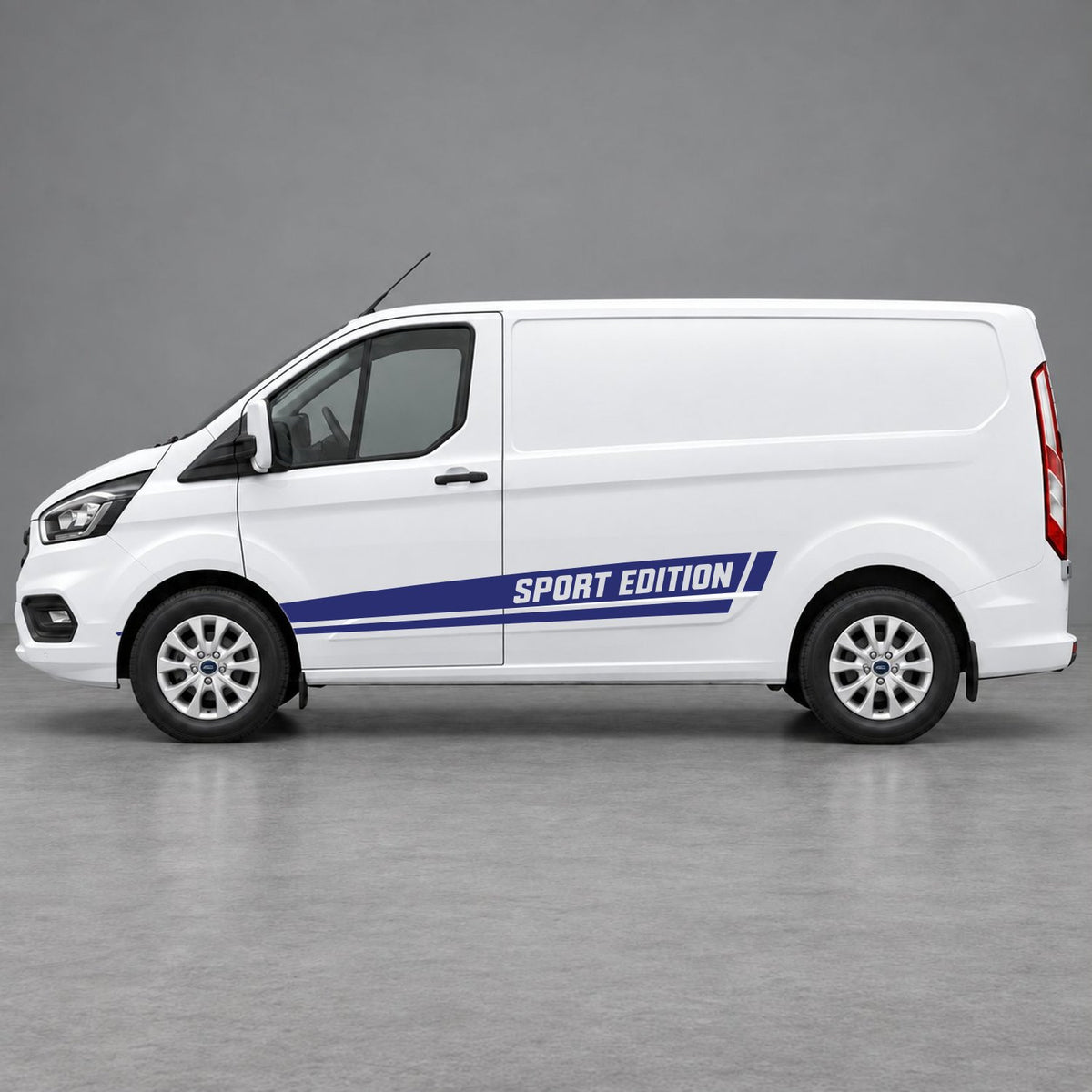 Ford Transit Custom Sport Edition Lower Side Stripes in Navy Blue