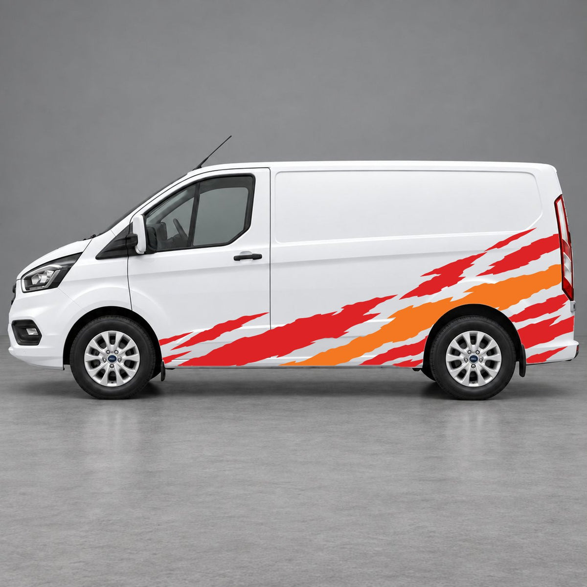 Ford Transit Custom Claw Scratch Side Graphics in Red & Orange