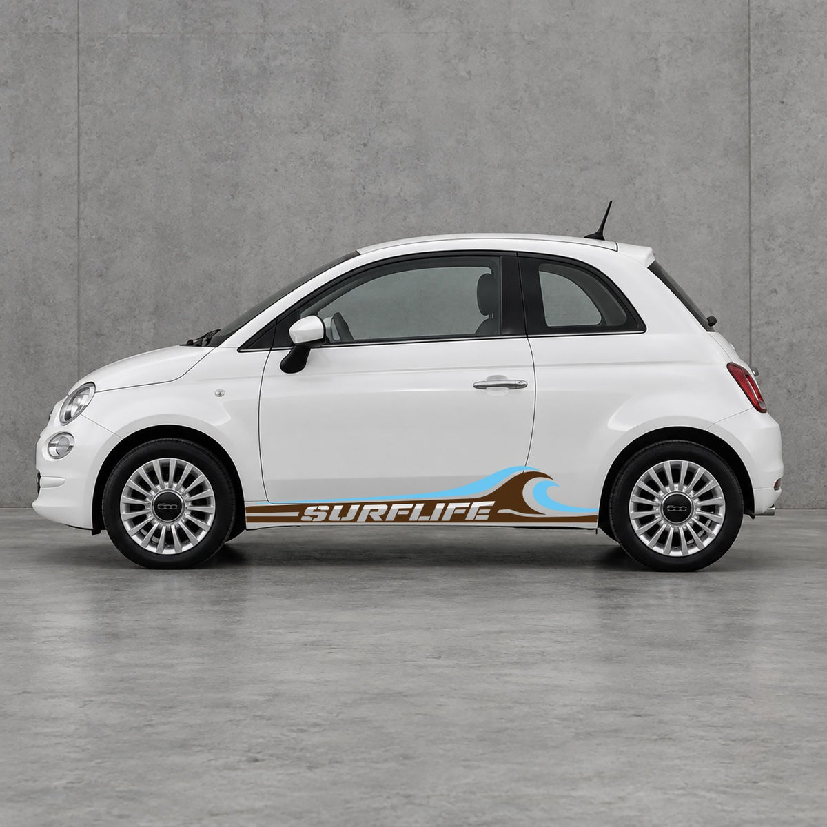 Fiat 500 Surf Life Side Stripes Kit - Pair Supplied in Brown & Light Blue