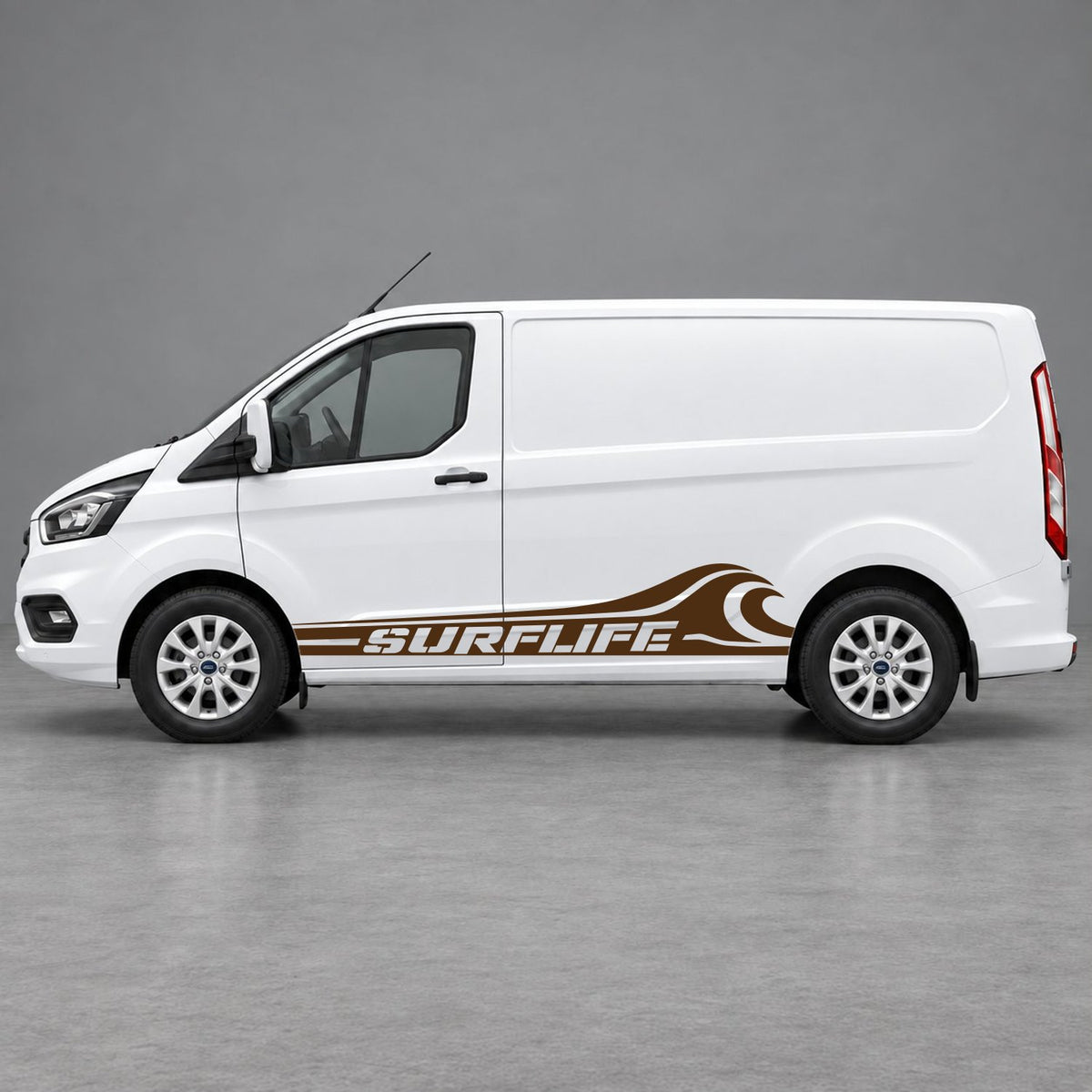 Ford Transit Custom Surflife Wave Side Stripes in Brown & Brown