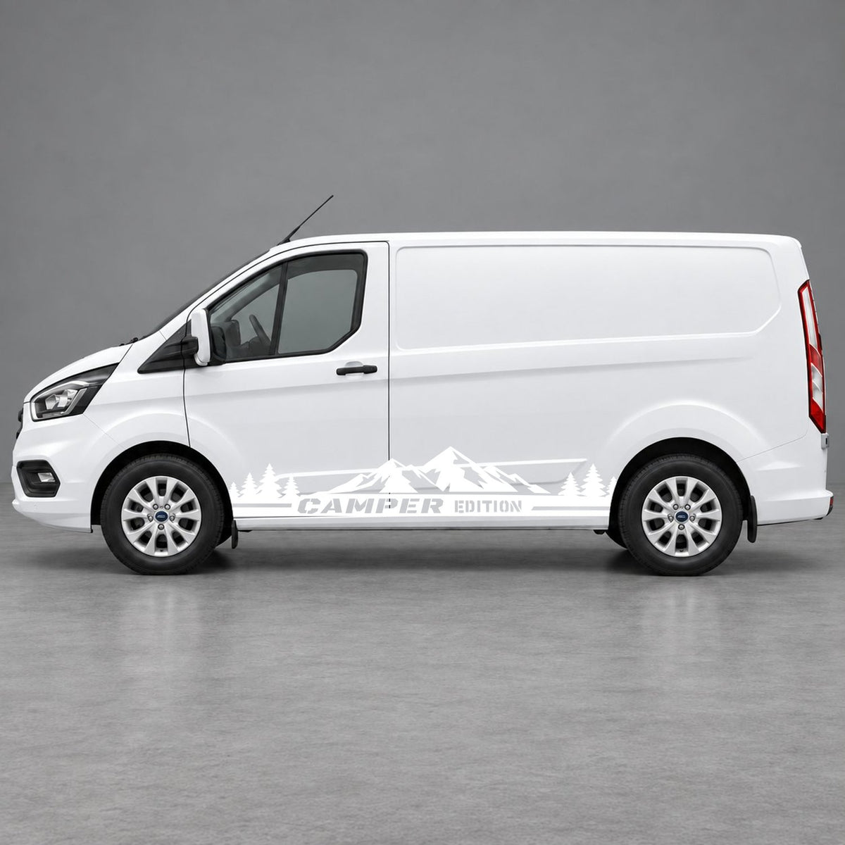 Ford Transit Custom Camper Edition Forest Side Stripes in White