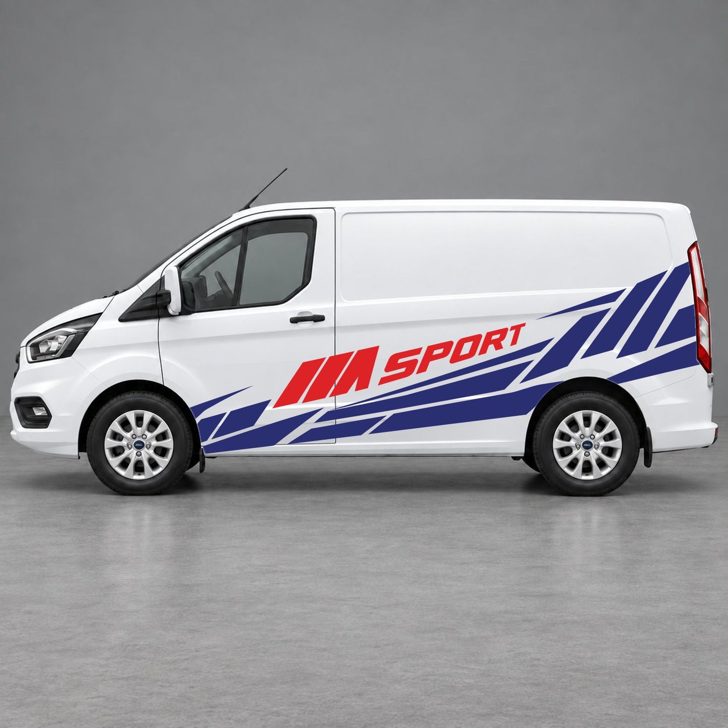 Ford Transit Custom M Sport Racing Side Graphics in Navy Blue & Red