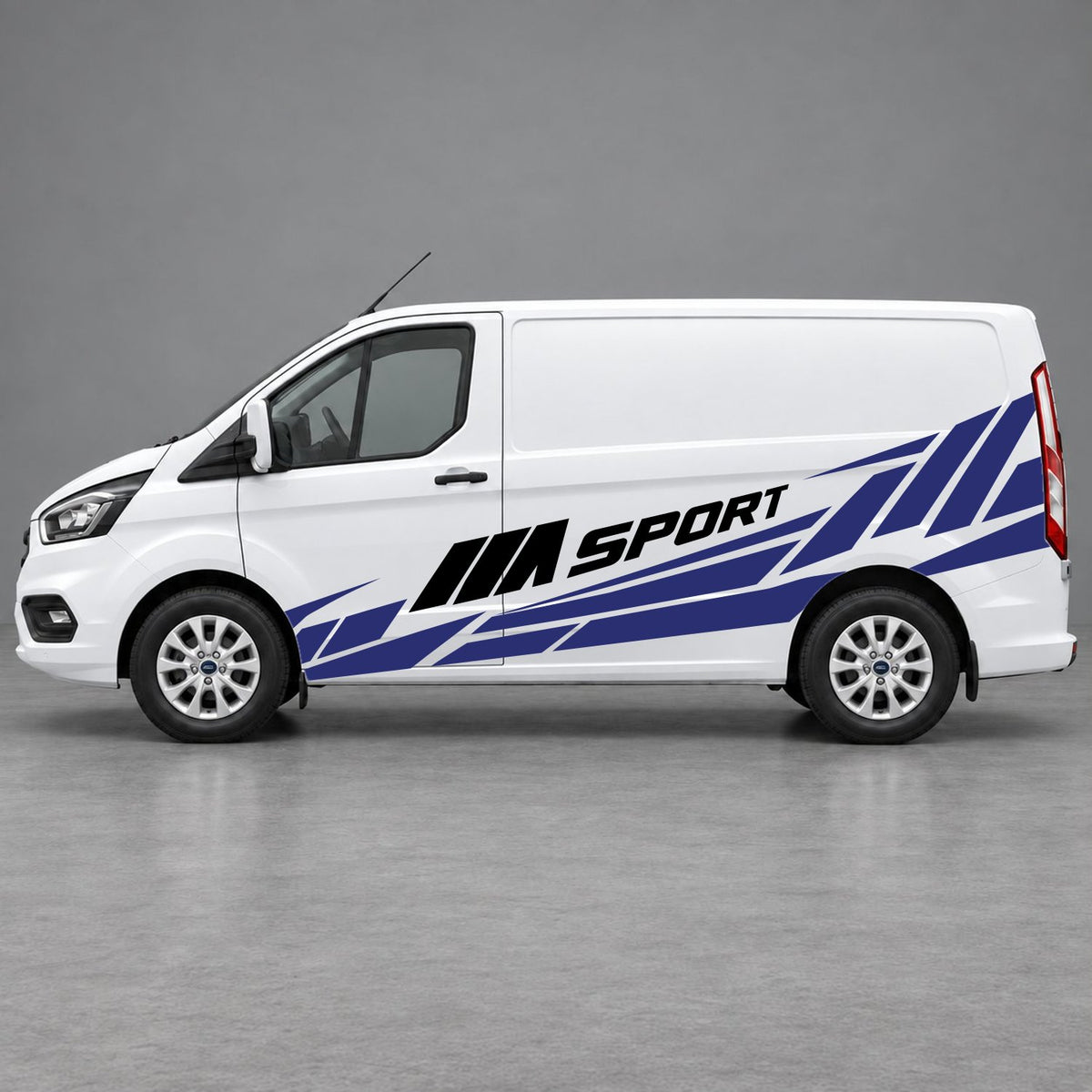 Ford Transit Custom M Sport Racing Side Graphics in Navy Blue & Black