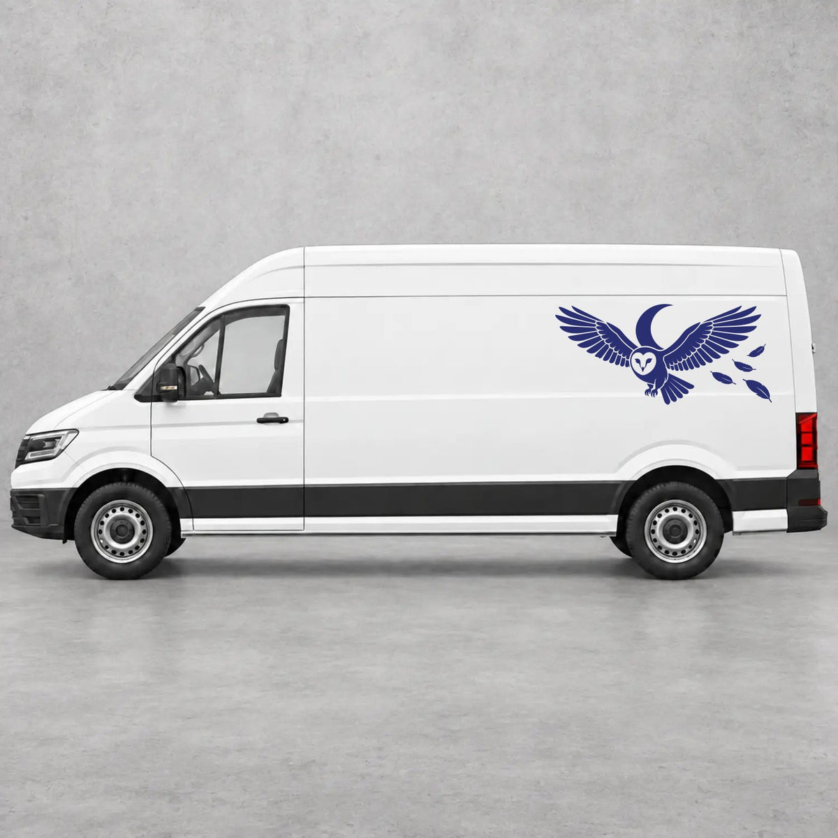 VW Crafter Flying Owl Side Graphics in Navy Blue