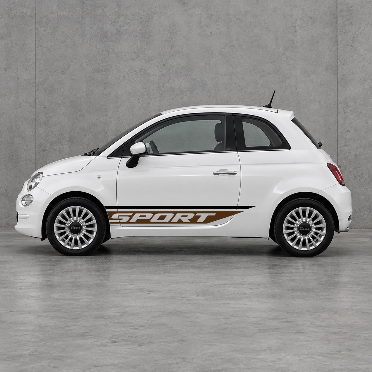 Fiat 500 Sport Lower Side Stripes Kit - Pair Supplied in Black & Brown