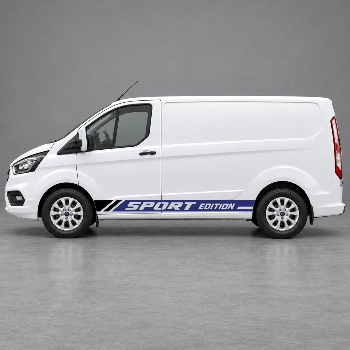 Ford Transit Custom Sport Edition Lower Side Graphics in Navy Blue & Black
